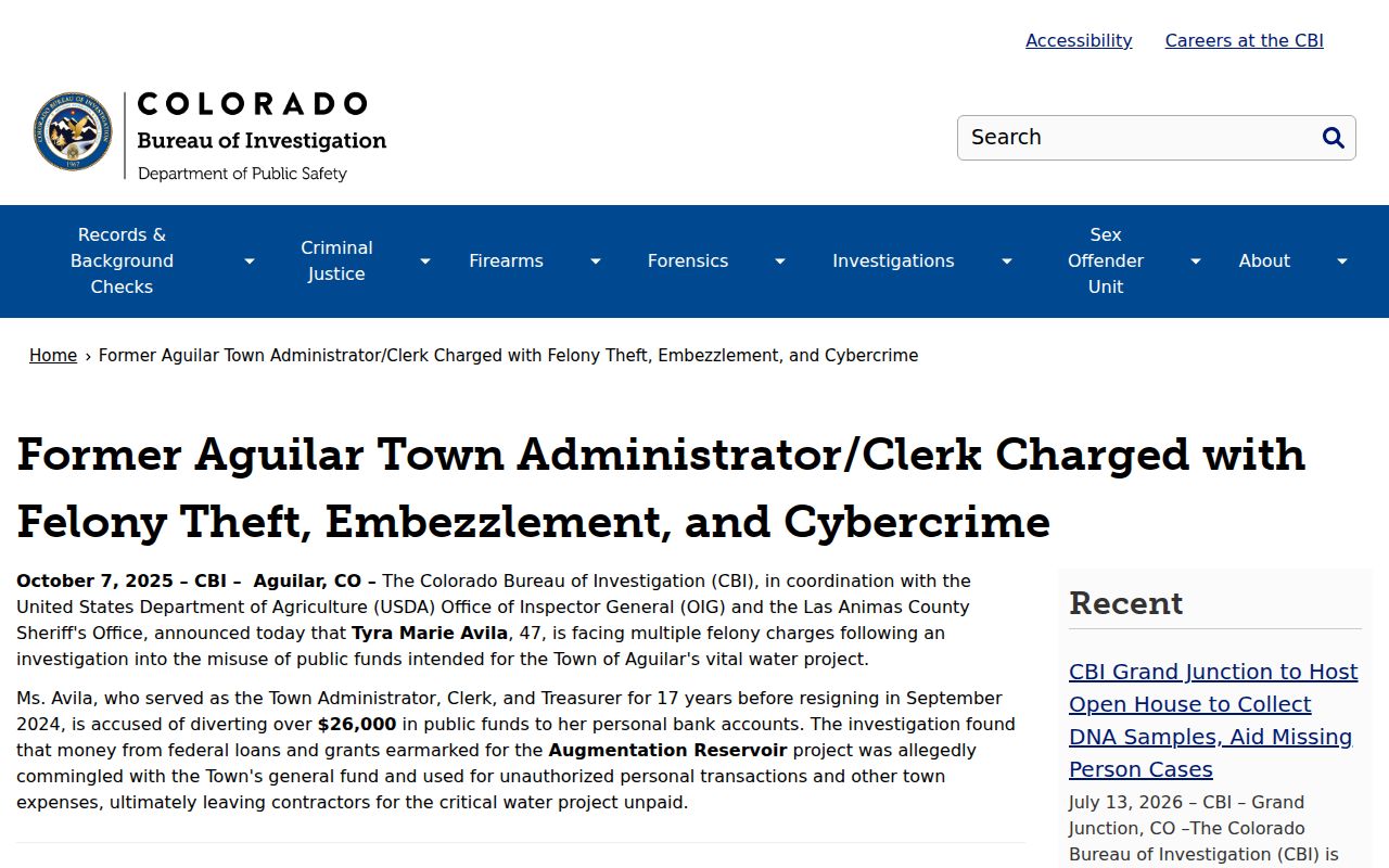 CBI source about Aguilar criminal records and public controls