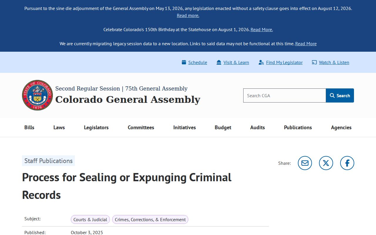 Colorado sealing information relevant to Cokedale criminal history
