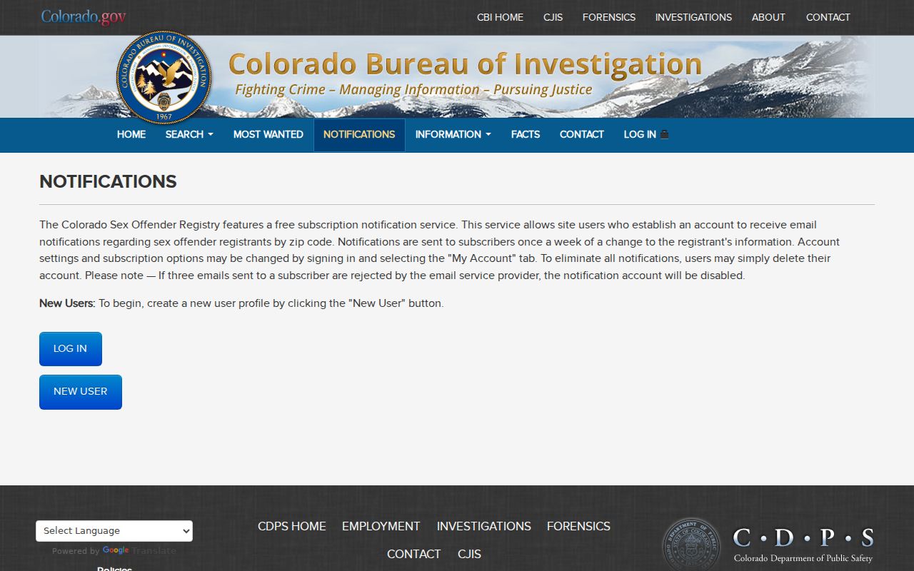 Colorado registry weekly ZIP notification signup